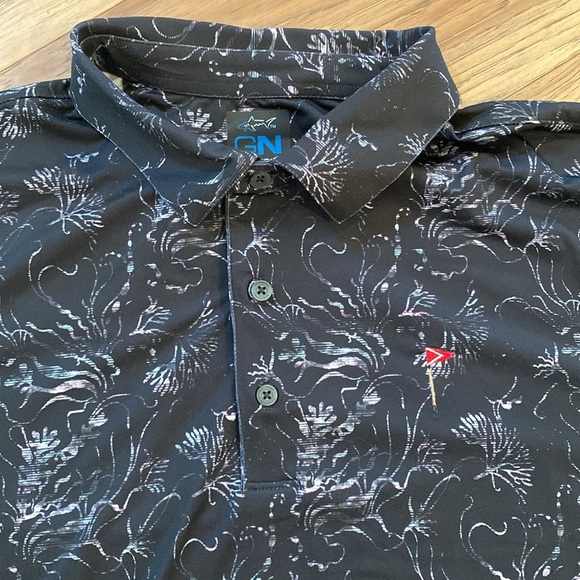 Greg Norman Golf Mens Black Floral Polo Shirt - Picture 2 of 5